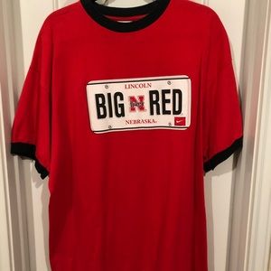 Men’s Nebraska Huskers XL Nike License Plate Ringer Short Sleeve Tee